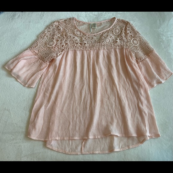 Forgotten Grace Blouse Womens Pink Top with Lace Detail Size XL - Picture 4 of 10